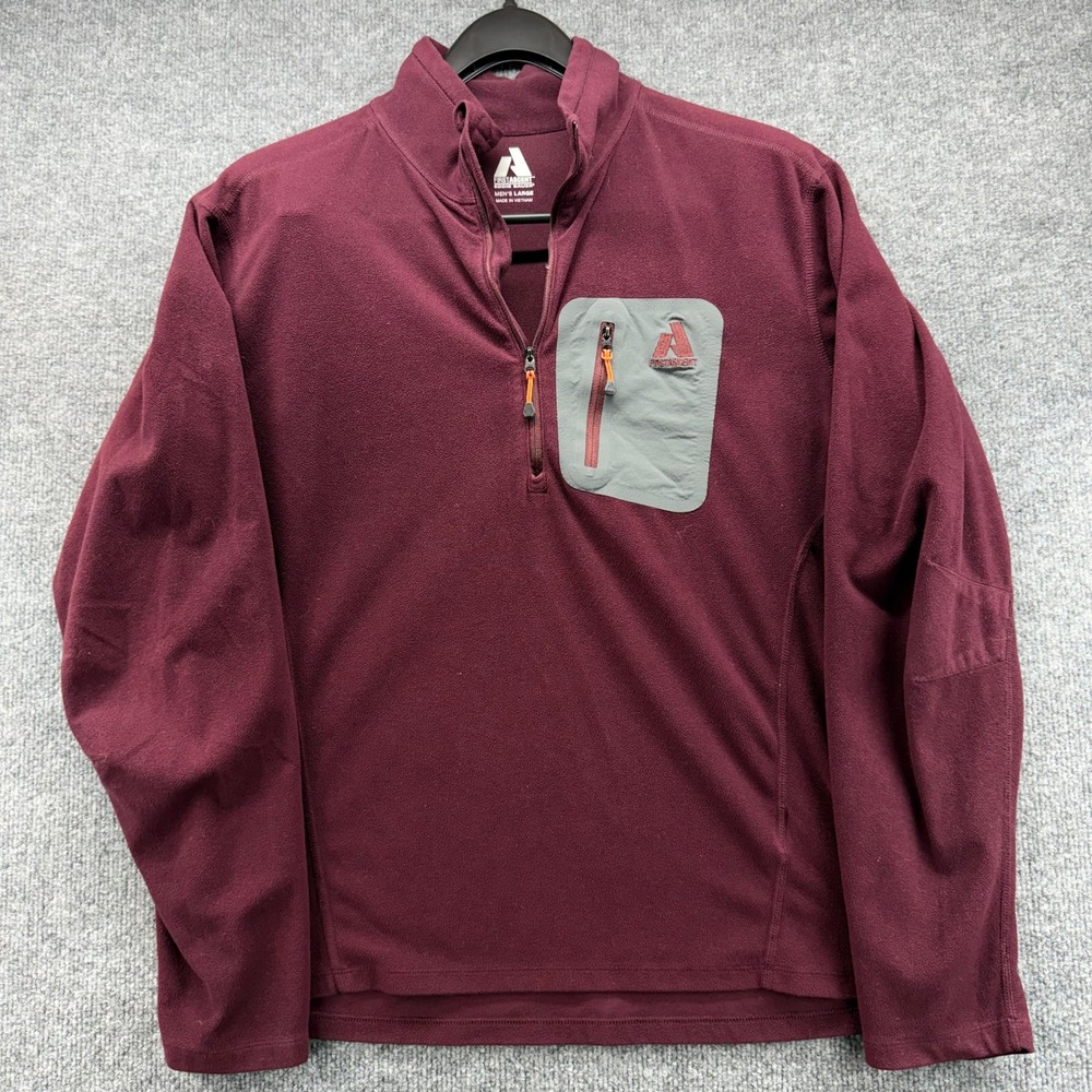 Eddie Bauer First Ascent Mens L Pullover Fleece Jacket Burgundy Quarter Zip - Picture 1 of 8